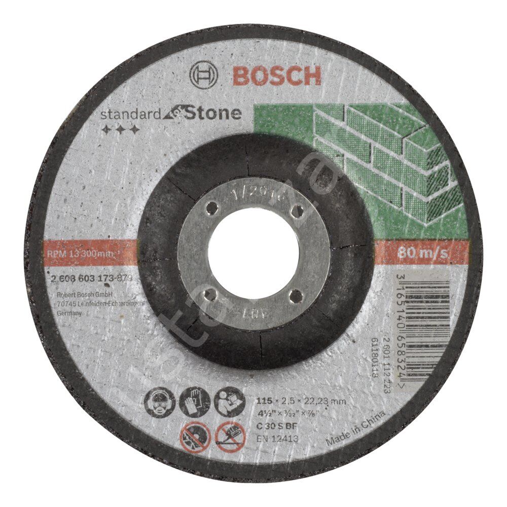 Bosch - 115*2,5 mm Standard Seri Bombeli Taş Kesme Diski (Taş) 2608603173