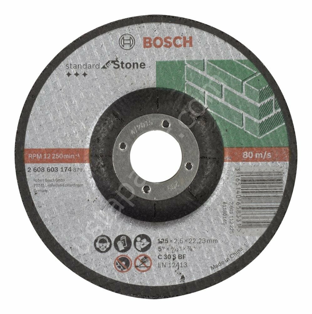 Bosch - 125*2,5 mm Standard Seri Bombeli Taş Kesme Diski (Taş) 2608603174