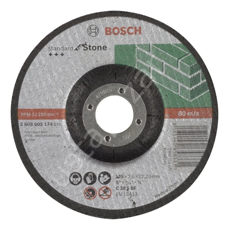 Bosch - 125*2,5 mm Standard Seri Bombeli Taş Kesme Diski (Taş) 2608603174