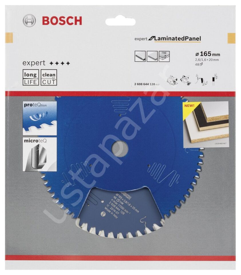Bosch - Expert Serisi Lamine Panel için Daire Testere Bıçağı 165*20 mm 48 Diş 2608644128