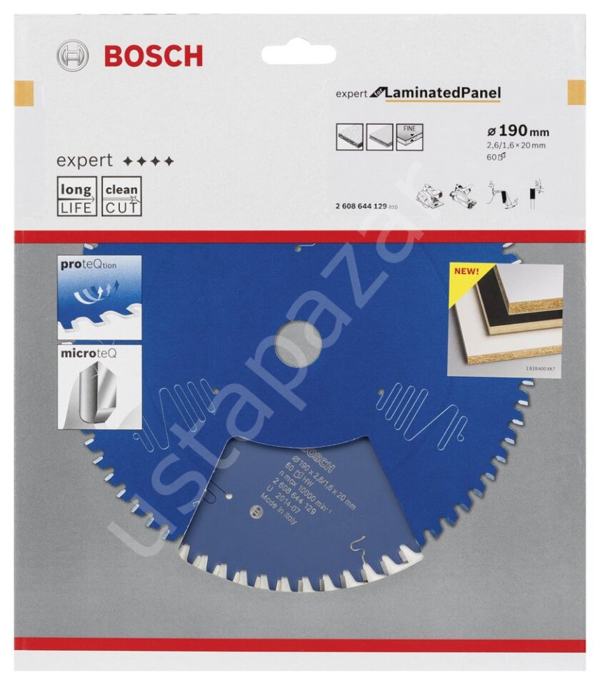 Bosch - Expert Serisi Lamine Panel için Daire Testere Bıçağı 190*20 mm 60 Diş 2608644129