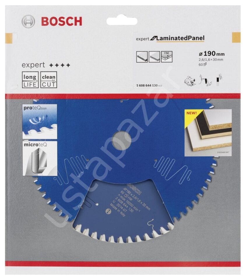 Bosch - Expert Serisi Lamine Panel için Daire Testere Bıçağı 190*30 mm 60 Diş 2608644130