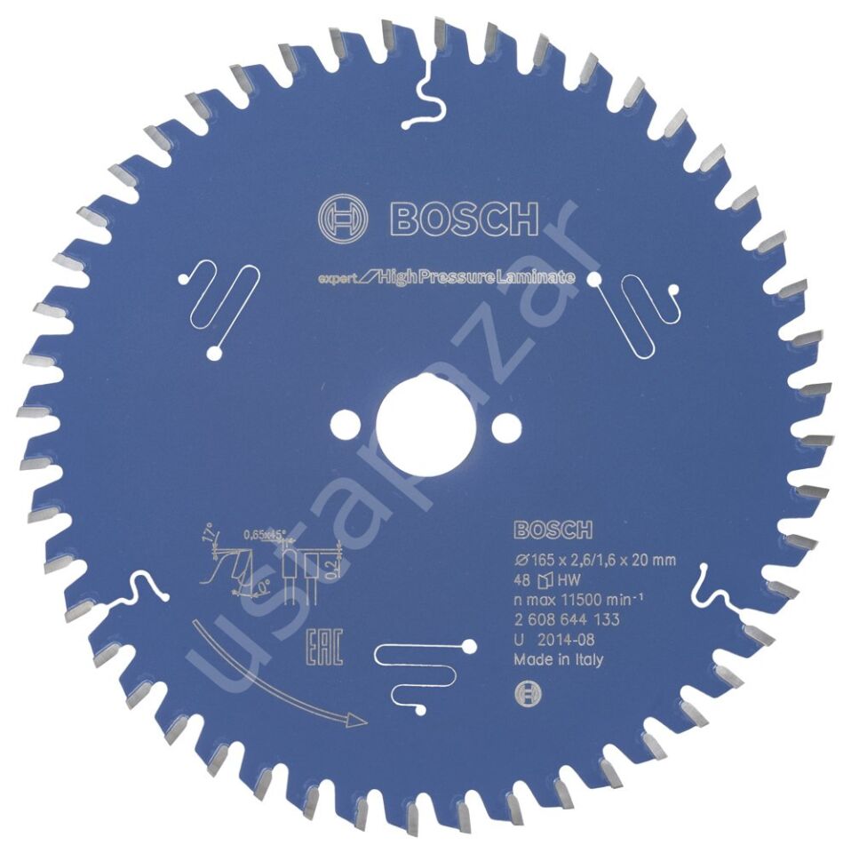 Bosch - Expert Serisi Yüksek Basınçlı Lamine Panel ve Trespa için Daire Testere Bıçağı 165*20 mm 48 Diş 2608644133