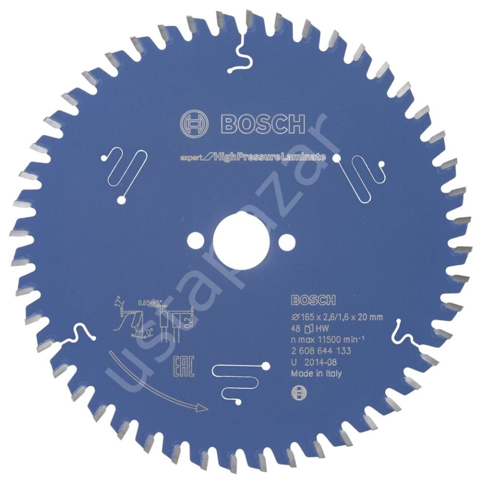 Bosch - Expert Serisi Yüksek Basınçlı Lamine Panel ve Trespa için Daire Testere Bıçağı 165*20 mm 48 Diş 2608644133