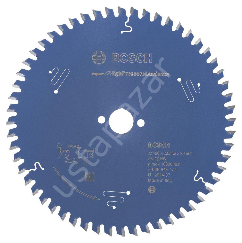 Bosch - Expert Serisi Yüksek Basınçlı Lamine Panel ve Trespa için Daire Testere Bıçağı 190*20 mm 56 Diş 2608644134