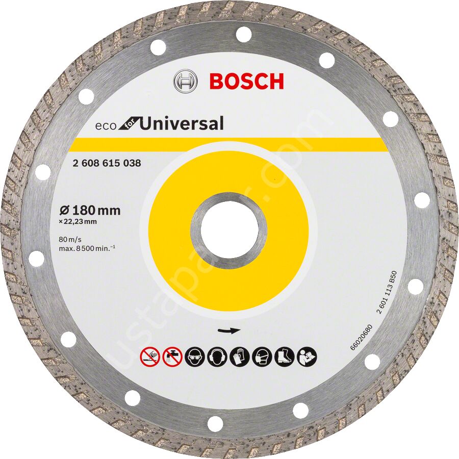 Bosch - Ekonomik Seri 9+1 Genel Yapı Malzemeleri İçin Elmas Kesme Diski 180 mm Turbo 2608615047