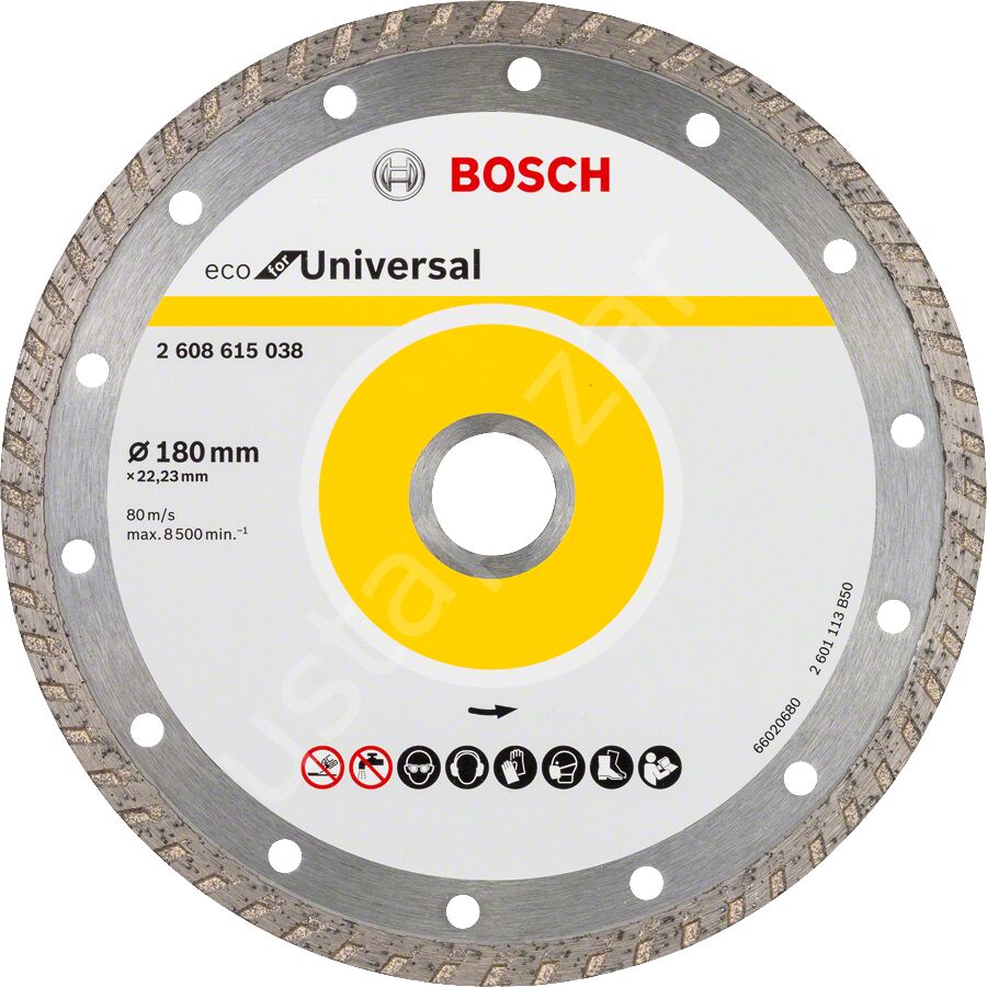 Bosch - Ekonomik Seri 9+1 Genel Yapı Malzemeleri İçin Elmas Kesme Diski 180 mm Turbo 2608615047