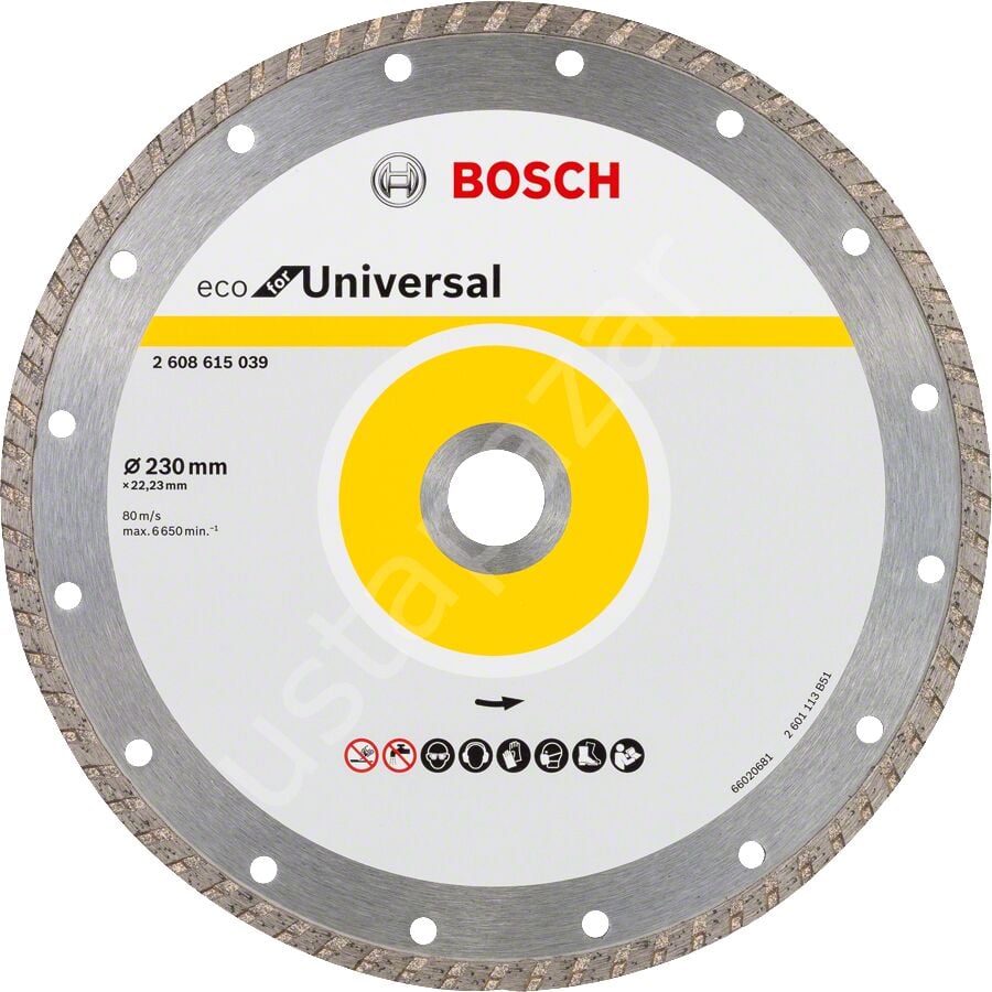 Bosch - Ekonomik Seri 9+1 Genel Yapı Malzemeleri İçin Elmas Kesme Diski 230 mm Turbo 2608615048