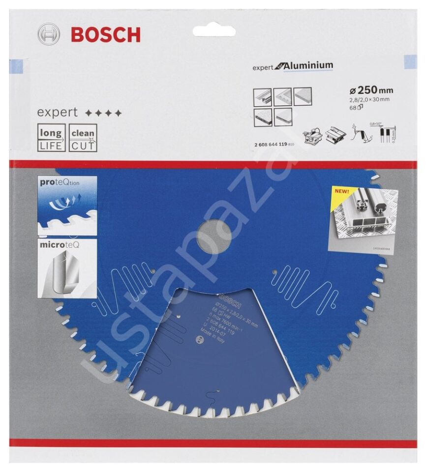 Bosch - Expert Serisi Alüminyum için Daire Testere Bıçağı 250*30 mm 68 Diş 2608644119