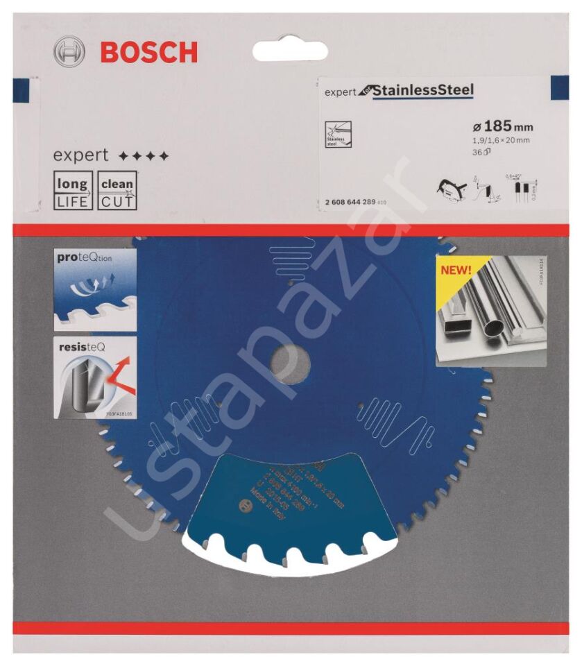 Bosch - Expert Serisi Paslanmaz Çelik için Daire Testere Bıçağı 185*20 mm 36 Diş 2608644289