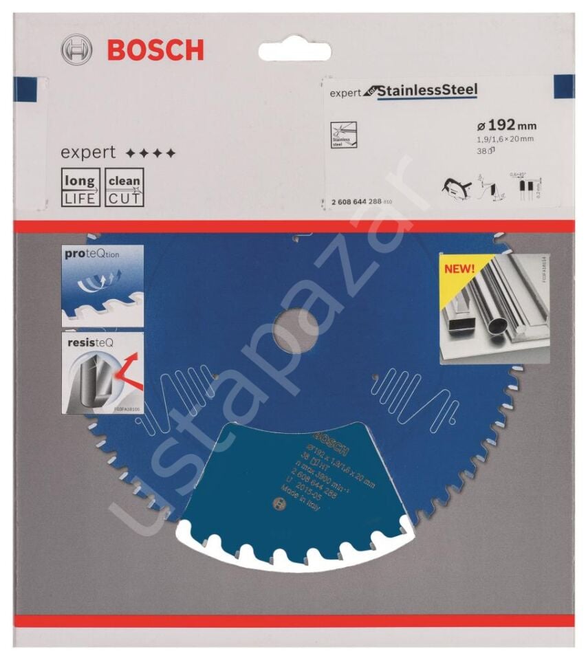 Bosch - Expert Serisi Paslanmaz Çelik için Daire Testere Bıçağı 192*20 mm 38 Diş 2608644288