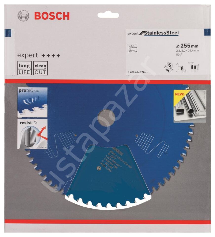 Bosch - Expert Serisi Paslanmaz Çelik için Daire Testere Bıçağı 255*25,4 mm 50 Diş 2608644286