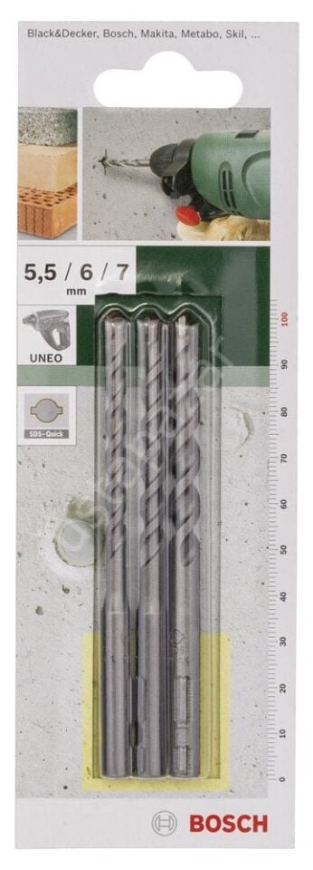 Bosch - SDS-Quick, Uneo için Beton Matkap Ucu SETİ 5,5-6-7 mm 2609256909