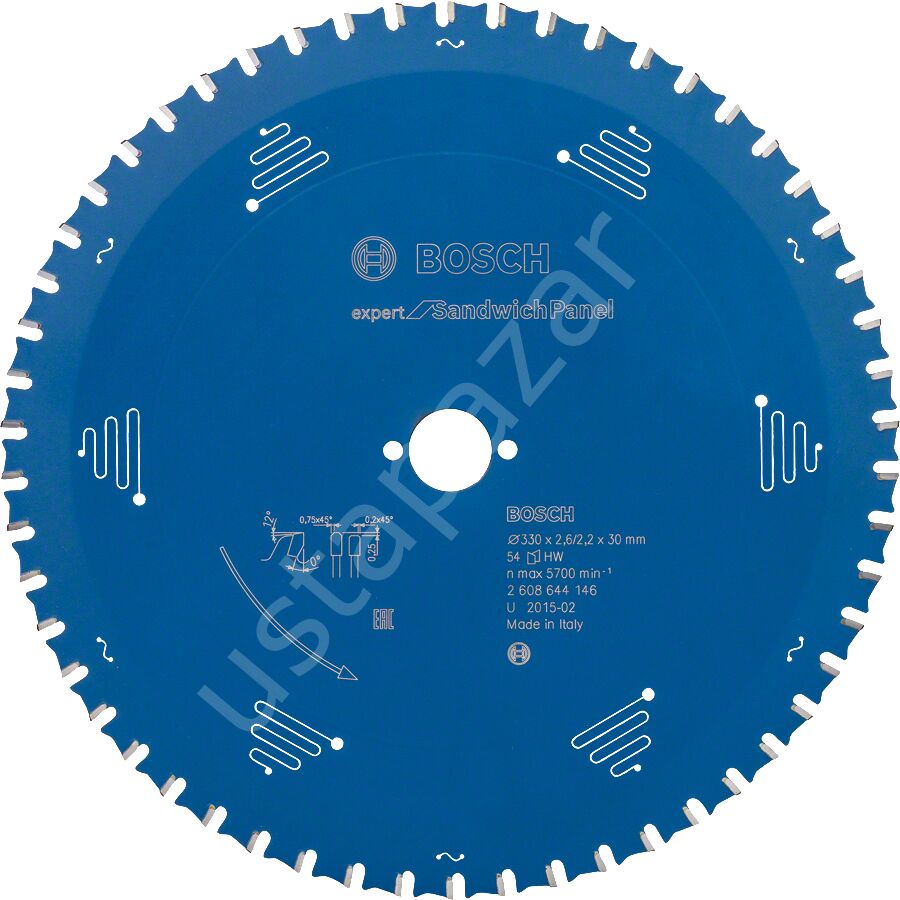 Bosch - Expert Serisi Çelik Levhalı Sandviç Panelleri için Daire Testere Bıçağı 330*30 mm 54 Diş 2608644146