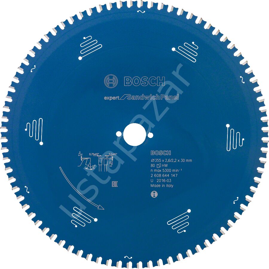 Bosch - Expert Serisi Çelik Levhalı Sandviç Panelleri için Daire Testere Bıçağı 355*30 mm 80 Diş 2608644147