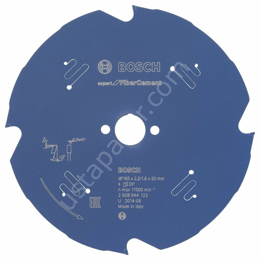 Bosch - Expert Serisi Lifli Çimento Ve Alçıpan için Daire Testere Bıçağı 165*20 mm 4 Diş 2608644122