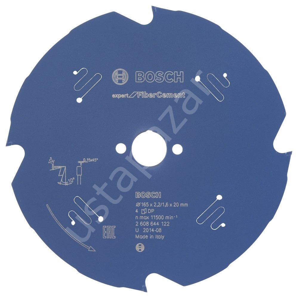 Bosch - Expert Serisi Lifli Çimento Ve Alçıpan için Daire Testere Bıçağı 165*20 mm 4 Diş 2608644122