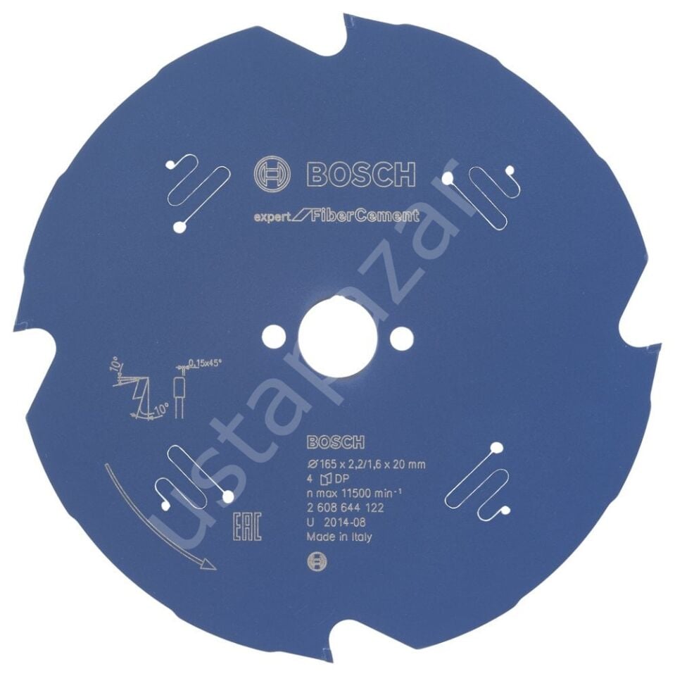 Bosch - Expert Serisi Lifli Çimento Ve Alçıpan için Daire Testere Bıçağı 165*20 mm 4 Diş 2608644122