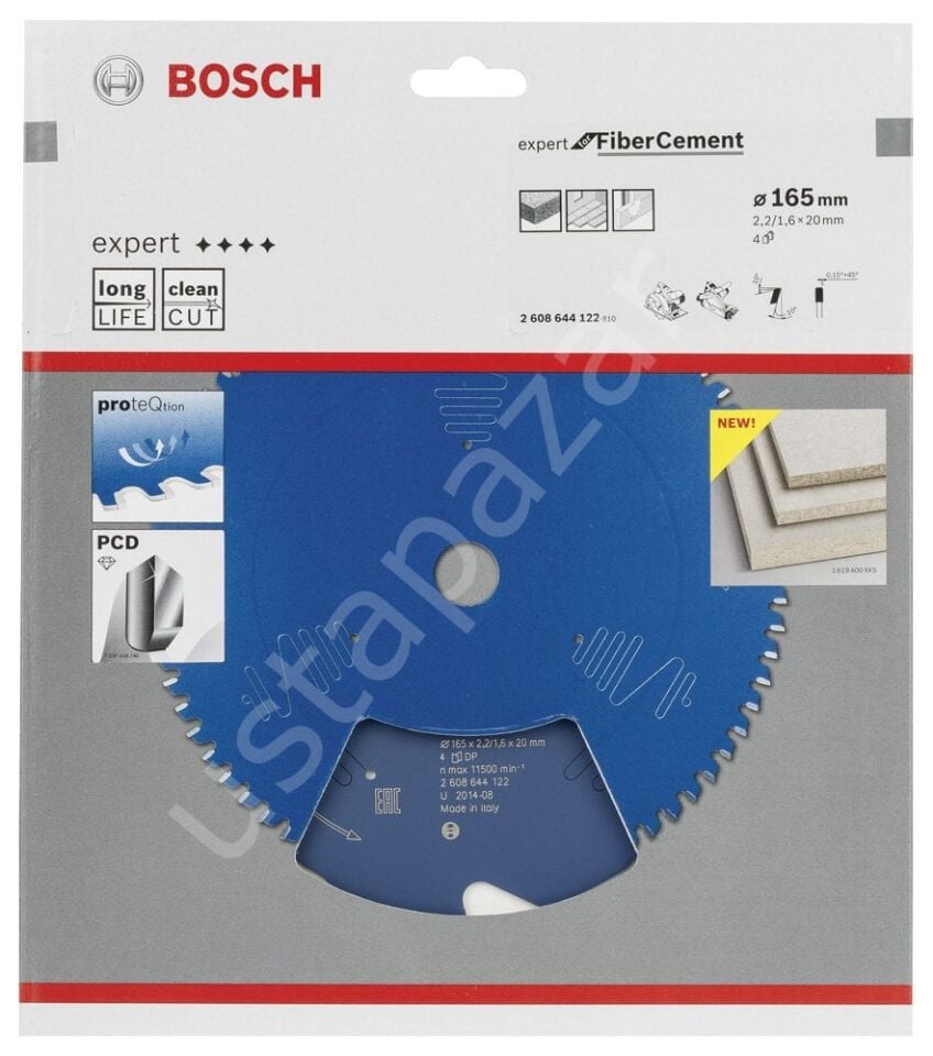 Bosch - Expert Serisi Lifli Çimento Ve Alçıpan için Daire Testere Bıçağı 165*20 mm 4 Diş 2608644122