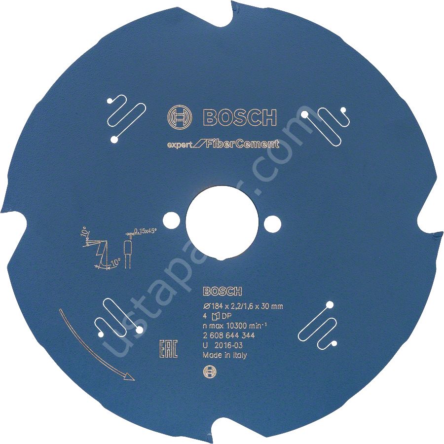 Bosch - Expert Serisi Lifli Çimento ve Alçıpan için Daire Testere Bıçağı 184*30 4 Diş 2608644344