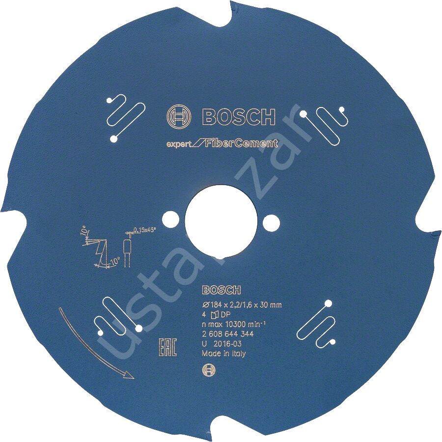 Bosch - Expert Serisi Lifli Çimento ve Alçıpan için Daire Testere Bıçağı 184*30 4 Diş 2608644344