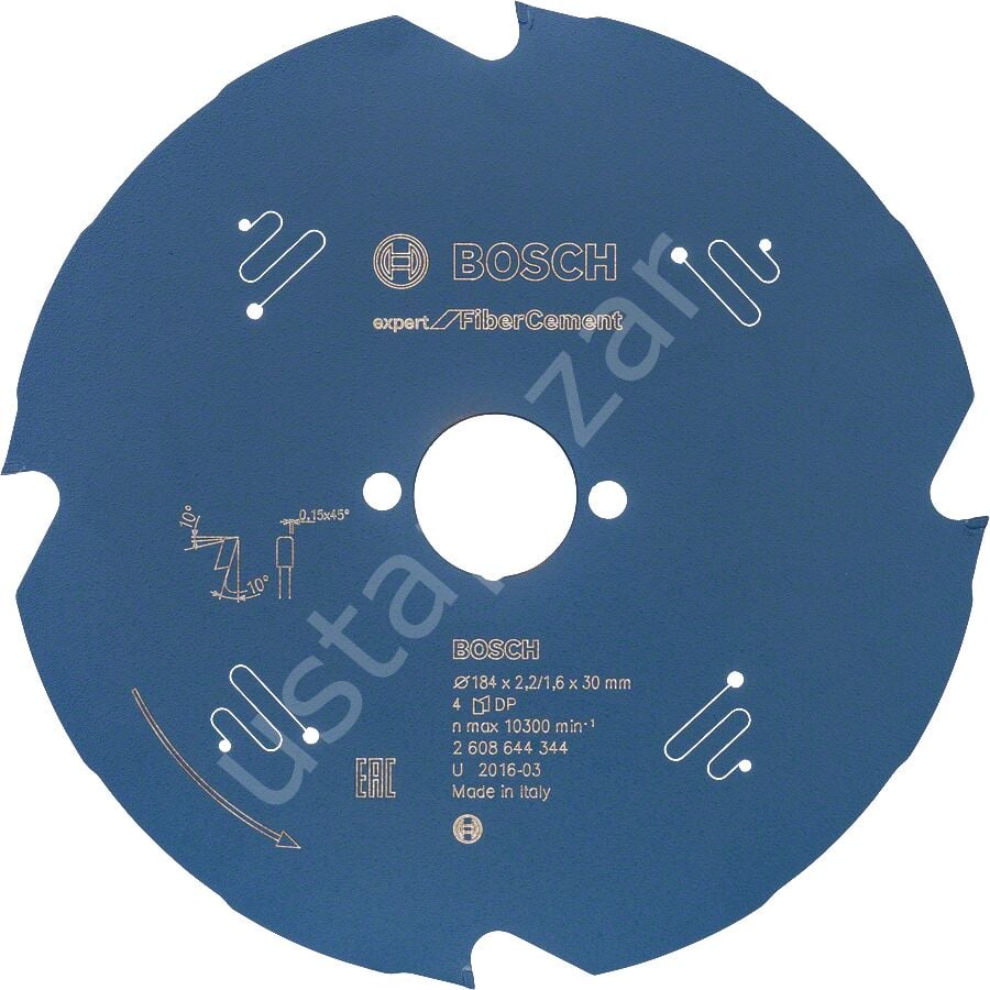 Bosch - Expert Serisi Lifli Çimento ve Alçıpan için Daire Testere Bıçağı 184*30 4 Diş 2608644344