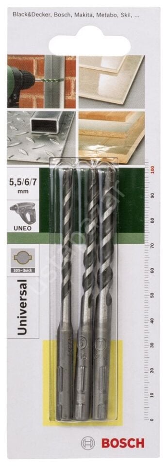 Bosch - SDS-Quick, Uneo için Çok Amaçlı Matkap Ucu SETİ 5,5-6-7 mm 2609256919
