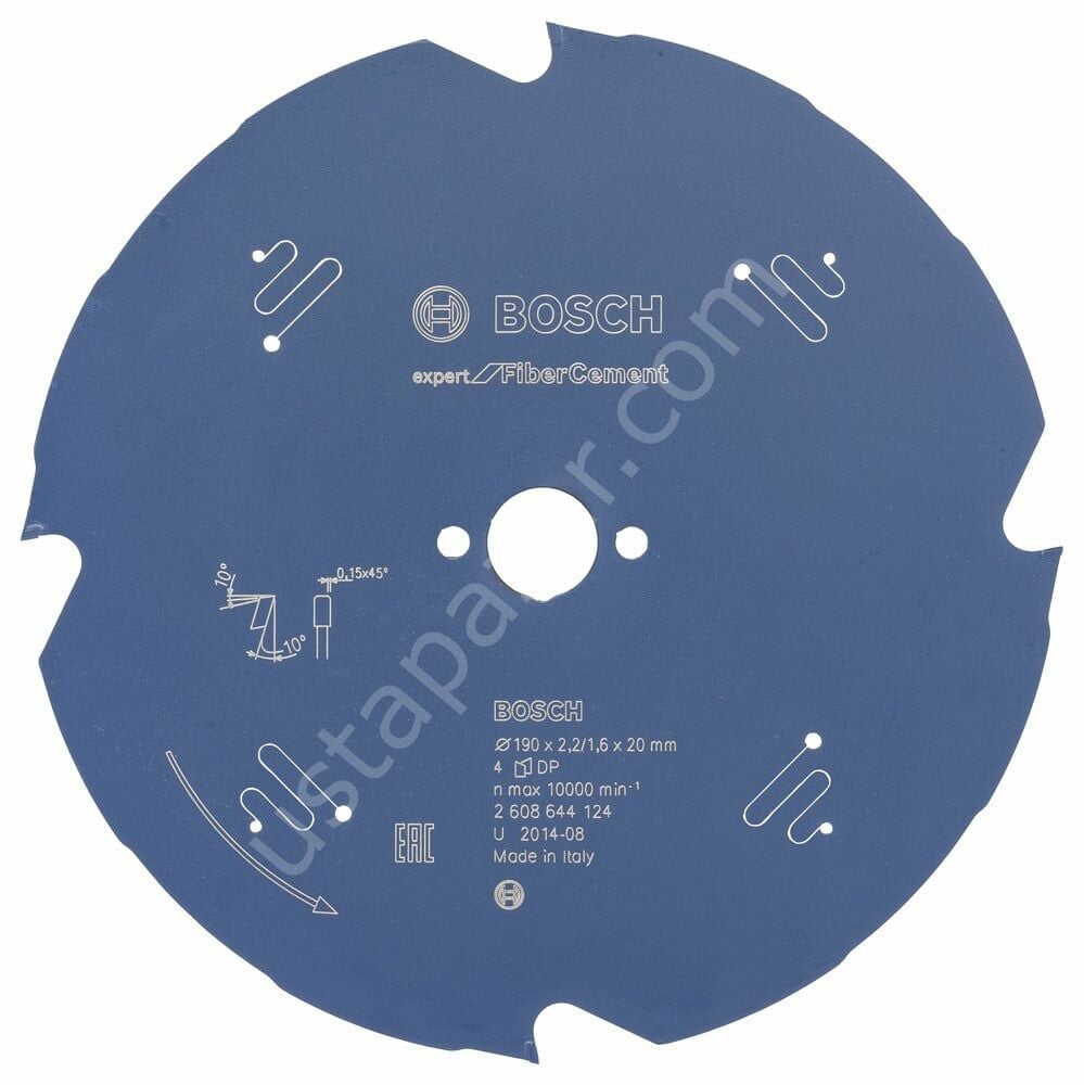 Bosch - Expert Serisi Lifli Çimento Ve Alçıpan için Daire Testere Bıçağı 190*20 mm 4 Diş 2608644124