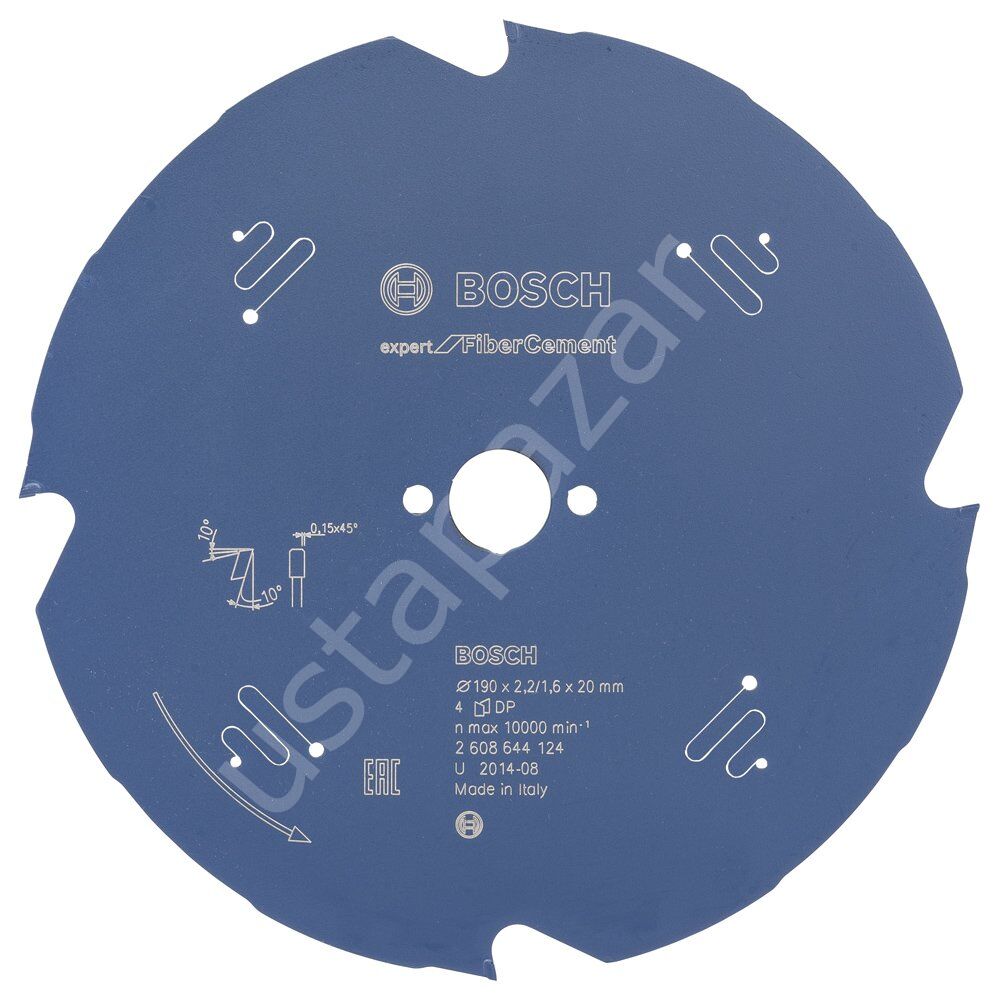 Bosch - Expert Serisi Lifli Çimento Ve Alçıpan için Daire Testere Bıçağı 190*20 mm 4 Diş 2608644124