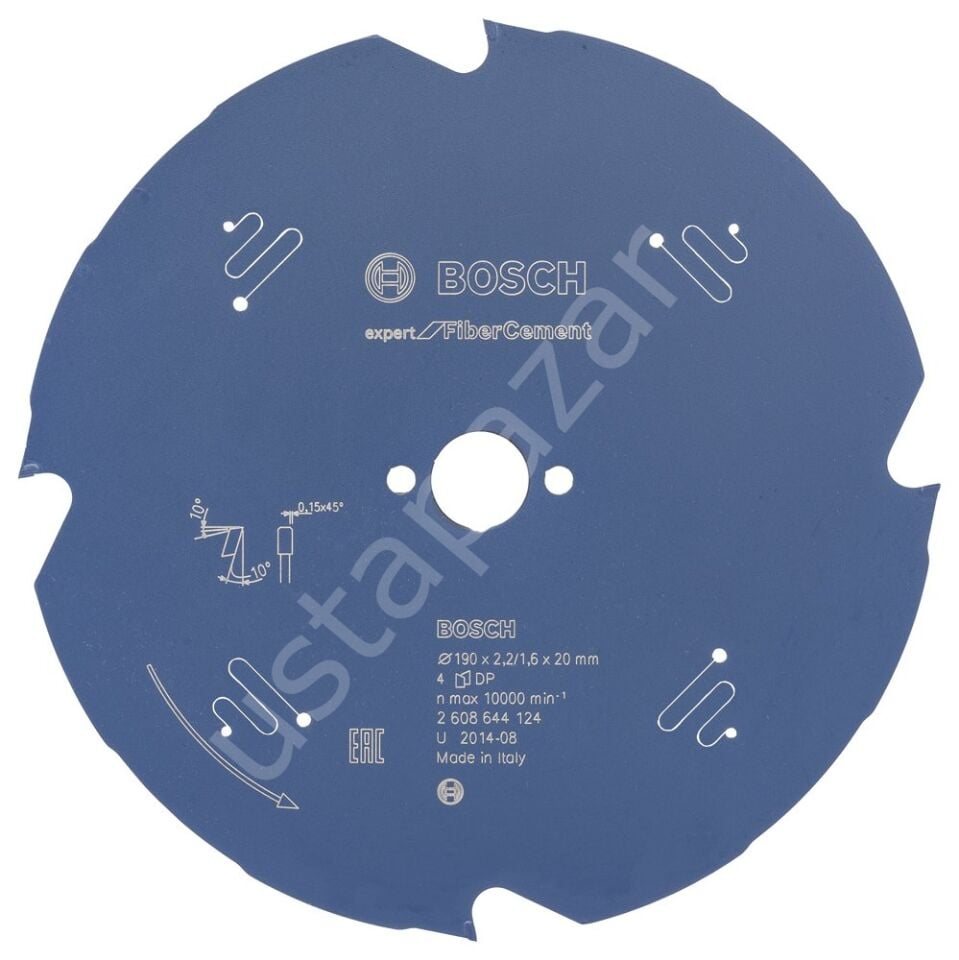 Bosch - Expert Serisi Lifli Çimento Ve Alçıpan için Daire Testere Bıçağı 190*20 mm 4 Diş 2608644124