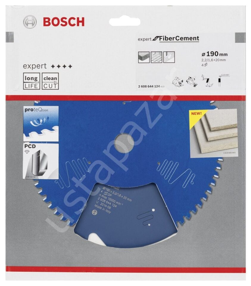 Bosch - Expert Serisi Lifli Çimento Ve Alçıpan için Daire Testere Bıçağı 190*20 mm 4 Diş 2608644124