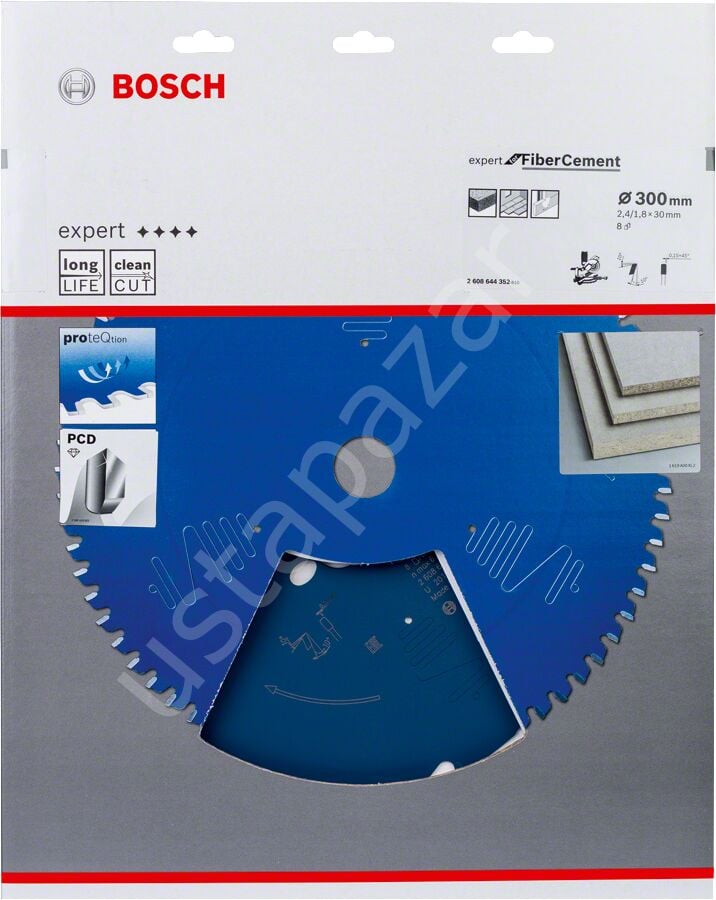 Bosch - Expert Serisi Lifli Çimento ve Alçıpan için Daire Testere Bıçağı 300*30 8 Diş 2608644352