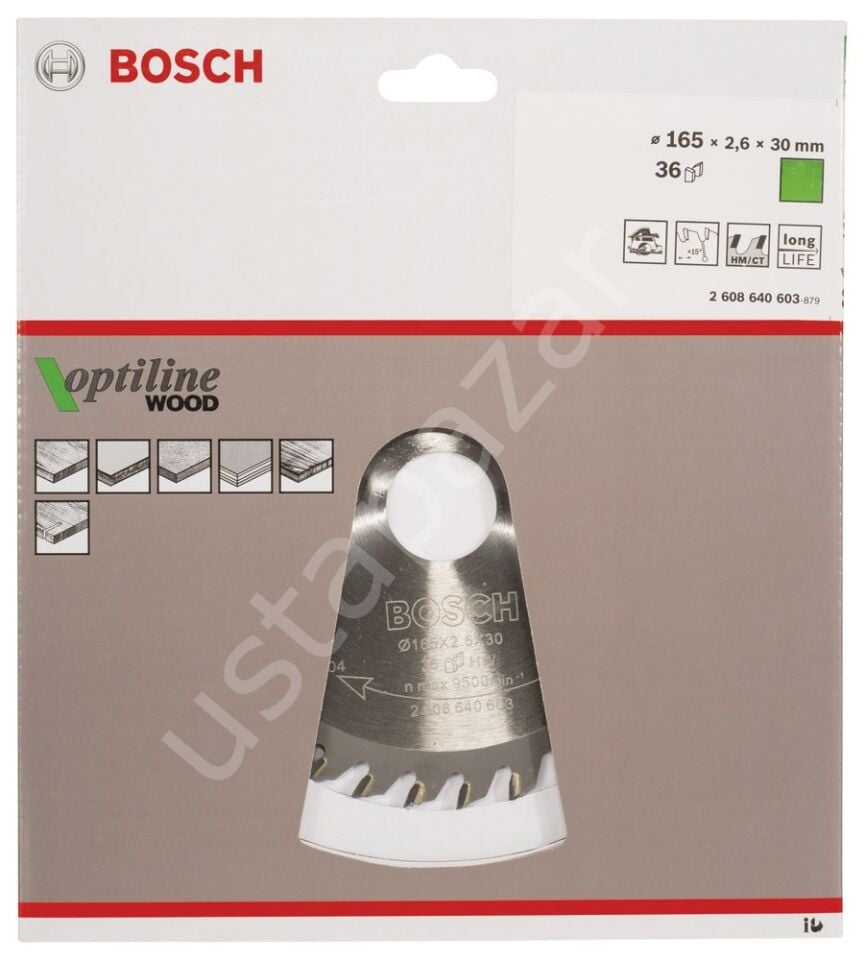 Bosch - Optiline Serisi Ahşap için Daire Testere Bıçağı 160*30/20 mm 36 Diş 2608640603