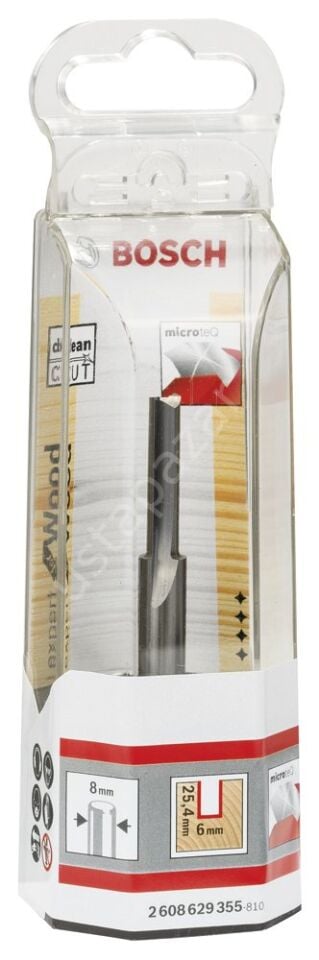 Bosch - Expert Serisi Ahşap İçin Çift Bıçaklı, Tam Sert Metal Kanal Freze Ucu 8*6*76 mm 2608629355