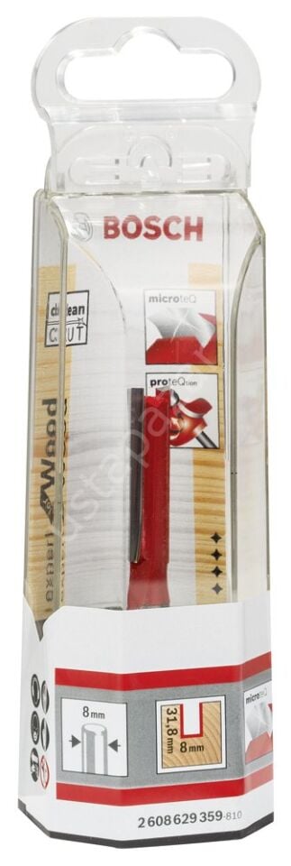 Bosch - Expert Serisi Ahşap İçin Çift Oluklu, Sert Metal Düz Freze Ucu 8*8*70 mm 2608629359