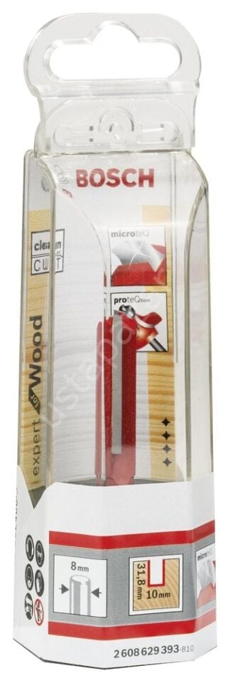 Bosch - Expert Serisi Ahşap İçin Çift Oluklu, Sert Metal Düz Freze Ucu 8*10*69 mm 2608629393