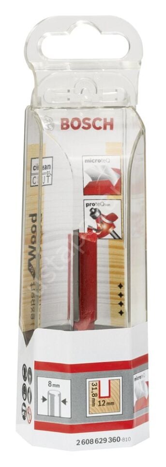 Bosch - Expert Serisi Ahşap İçin Çift Oluklu, Sert Metal Düz Freze Ucu 8*12*63,8 mm 2608629360