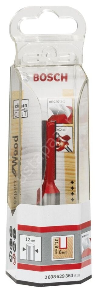 Bosch - Expert Serisi Ahşap İçin Çift Oluklu, Sert Metal Düz Freze Ucu 12*8*76 mm 2608629363