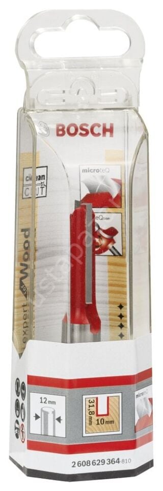 Bosch - Expert Serisi Ahşap İçin Çift Oluklu, Sert Metal Düz Freze Ucu 12*10*76 mm 2608629364
