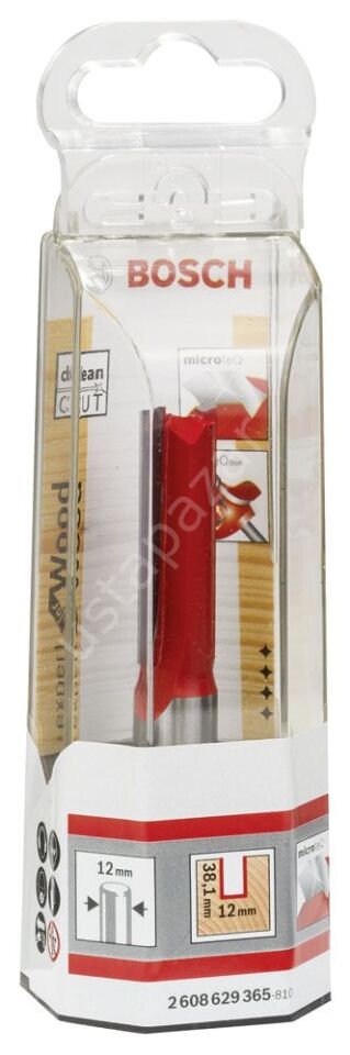 Bosch - Expert Serisi Ahşap İçin Çift Oluklu, Sert Metal Düz Freze Ucu 12*12*80 mm 2608629365