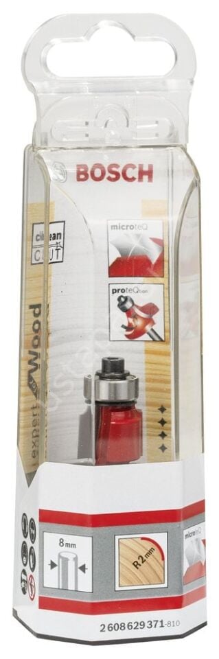 Bosch - Expert Serisi Ahşap İçin Çift Oluklu, Sert Metal Bilye Yataklı Yuvarlama Frezesi 8*2*55mm 2608629371