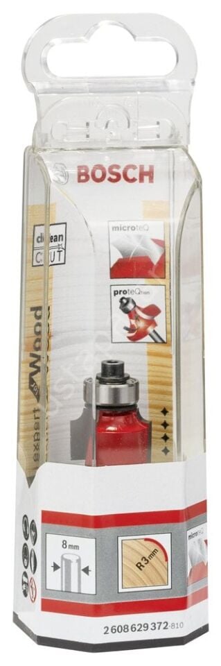 Bosch - Expert Serisi Ahşap İçin Çift Oluklu, Sert Metal Bilye Yataklı Yuvarlama Frezesi 8*3*55mm 2608629372