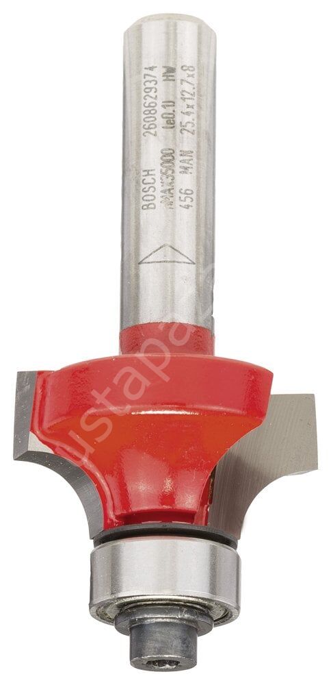 Bosch - Expert Serisi Ahşap İçin Çift Oluklu, Sert Metal Bilye Yataklı Yuvarlama Frezesi 8*6,35*55mm 2608629374