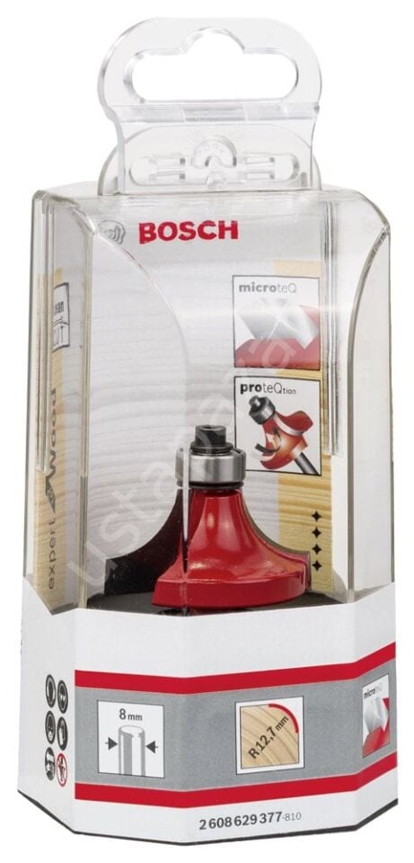 Bosch - Expert Serisi Ahşap İçin Çift Oluklu, Sert Metal Bilye Yataklı Yuvarlama Frezesi 8*12,7*61mm 2608629377