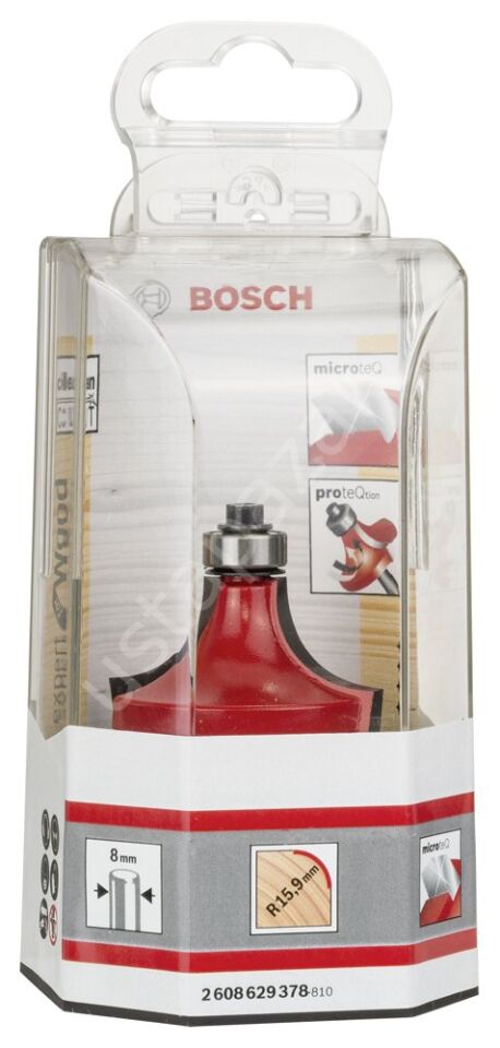 Bosch - Expert Serisi Ahşap İçin Çift Oluklu, Sert Metal Bilye Yataklı Yuvarlama Frezesi 8*15,90*64mm 2608629378