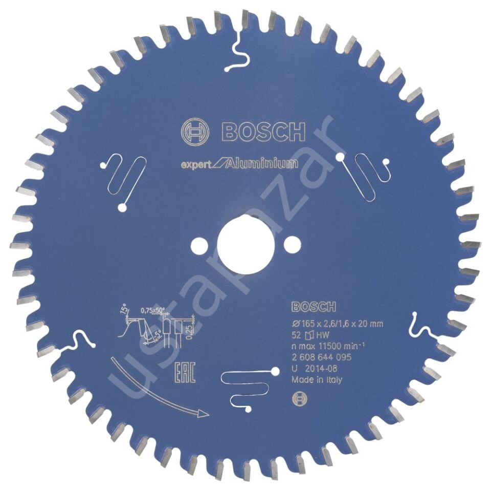 Bosch - Expert Serisi Alüminyum için Daire Testere Bıçağı 165*20 mm 52 Diş 2608644095