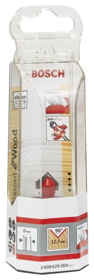 Bosch - Expert Serisi Ahşap İçin Çift Oluklu, Sert Metal V Kanal Freze 8*12,7*44,5 mm 2608629369