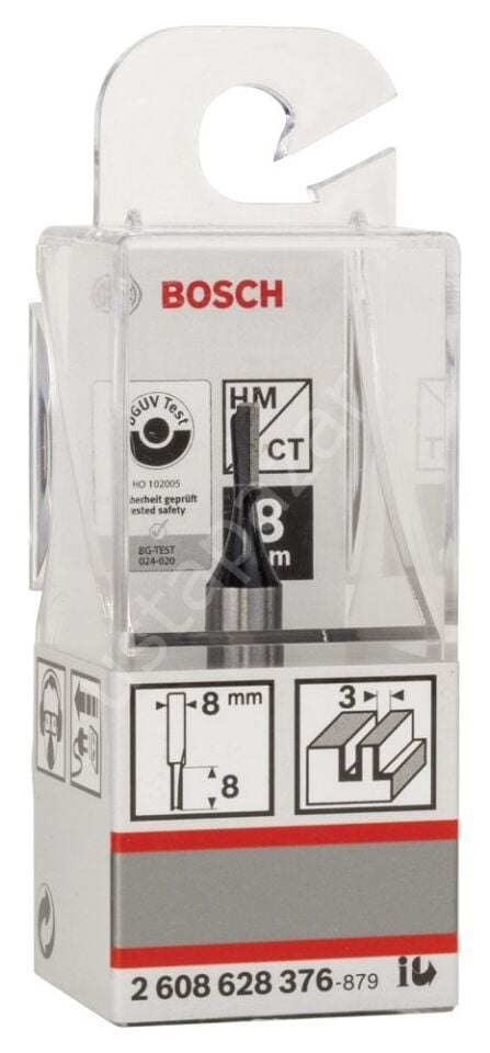 Bosch - Standard Seri Ahşap İçin Tek Oluklu, Sert Metal Düz Freze Ucu 8*3*51 mm 2608628376