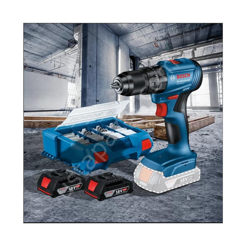 Bosch Profesyonel Gsb 185 Darbeli Çift Akülü 2X 2 Ah  Matkap +82 Parça Uç Seti 06155990N2P