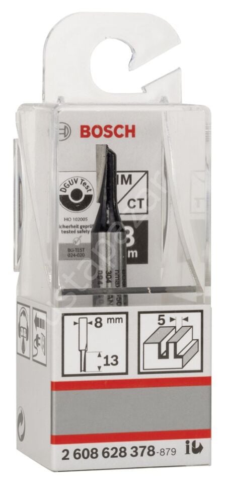 Bosch - Standard Seri Ahşap İçin Tek Oluklu, Sert Metal Düz Freze Ucu 8*5*51 mm 2608628378